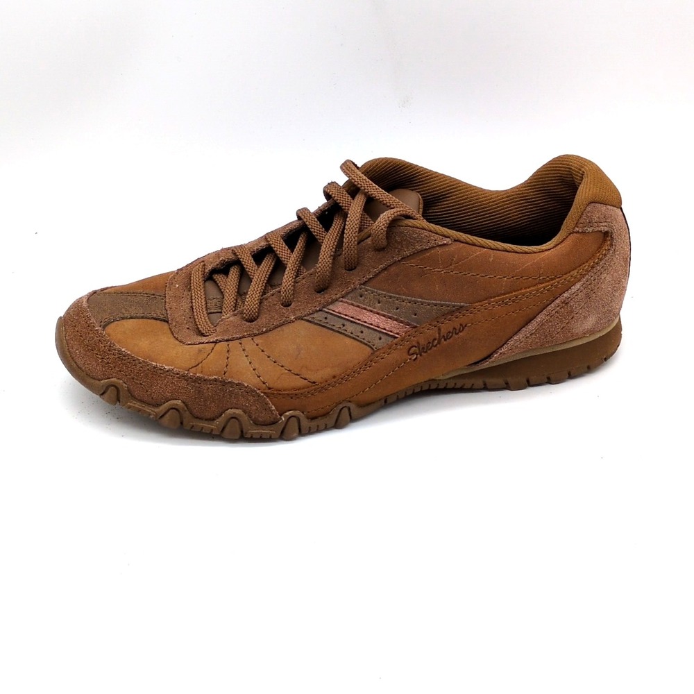 Skechers Shoes Womens Brown 8.5 Leather Walking Sneakers Relaxed Fit 49015